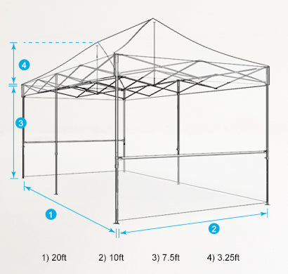 Image of 10x20 Custom Pop Up Tent Dimensions