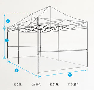 10x20 Custom Pop Up Tent Dimensions