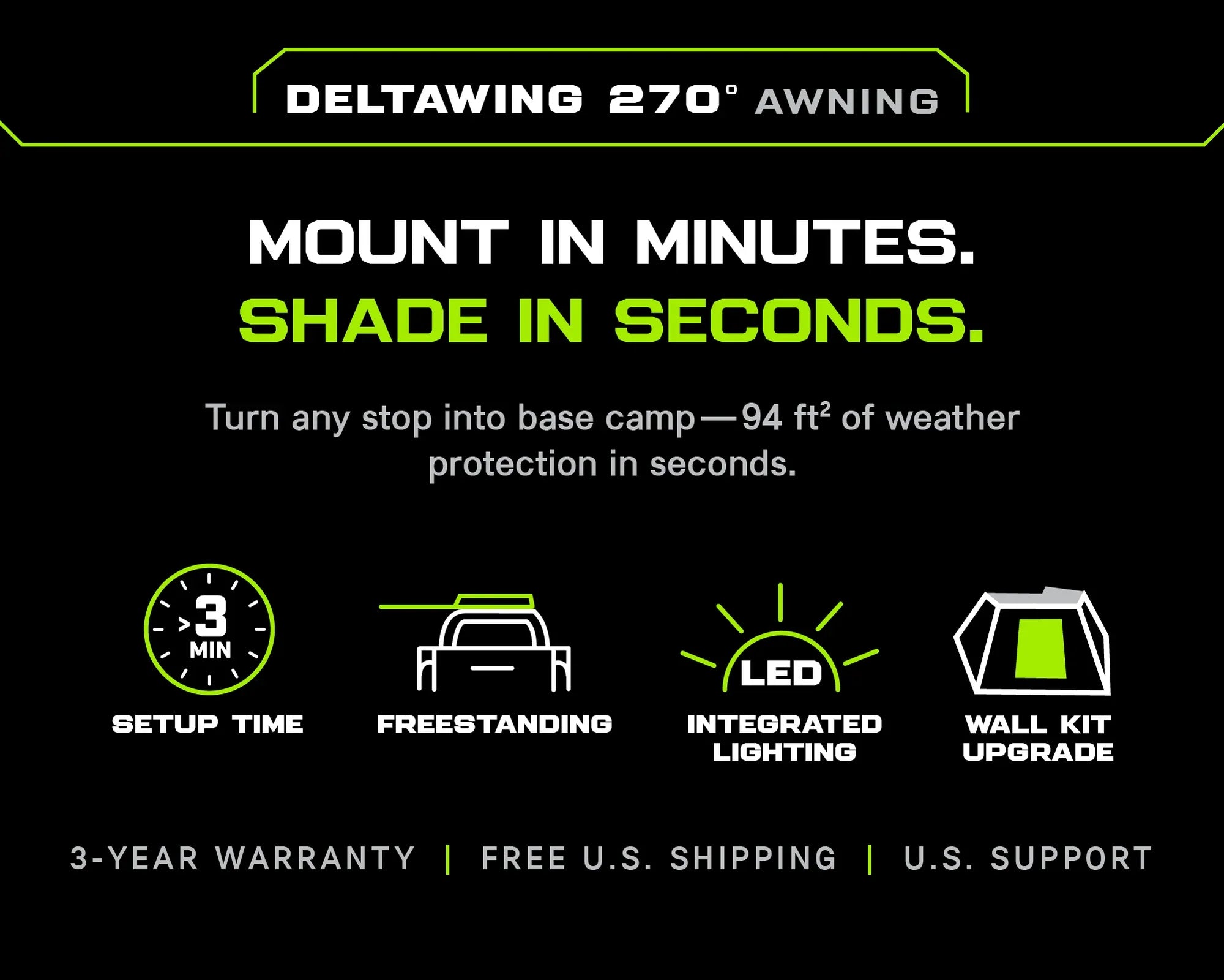 Ironman 4x4 DeltaWing 270° Vehicle Awning