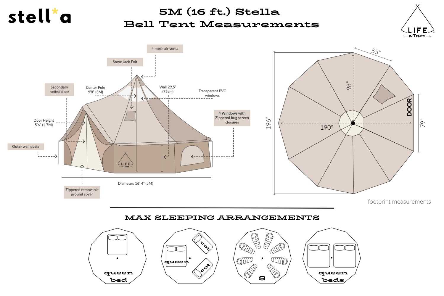 16' (5M) Stella™ Stargazer Bell Tent by Life in Tents