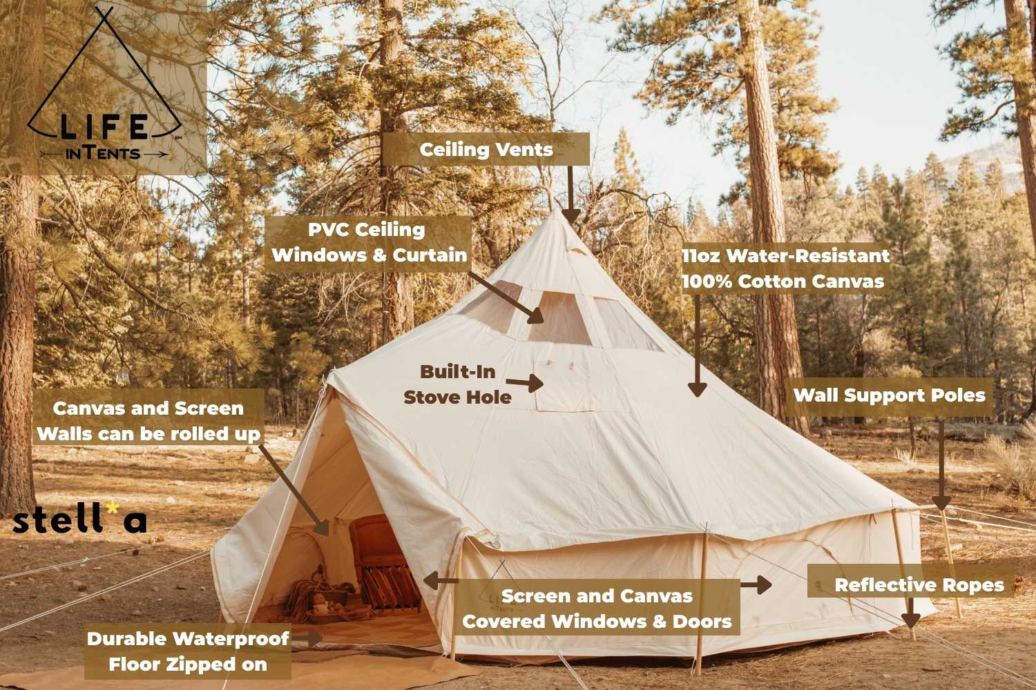 16' (5M) Stella™ Stargazer Bell Tent by Life in Tents