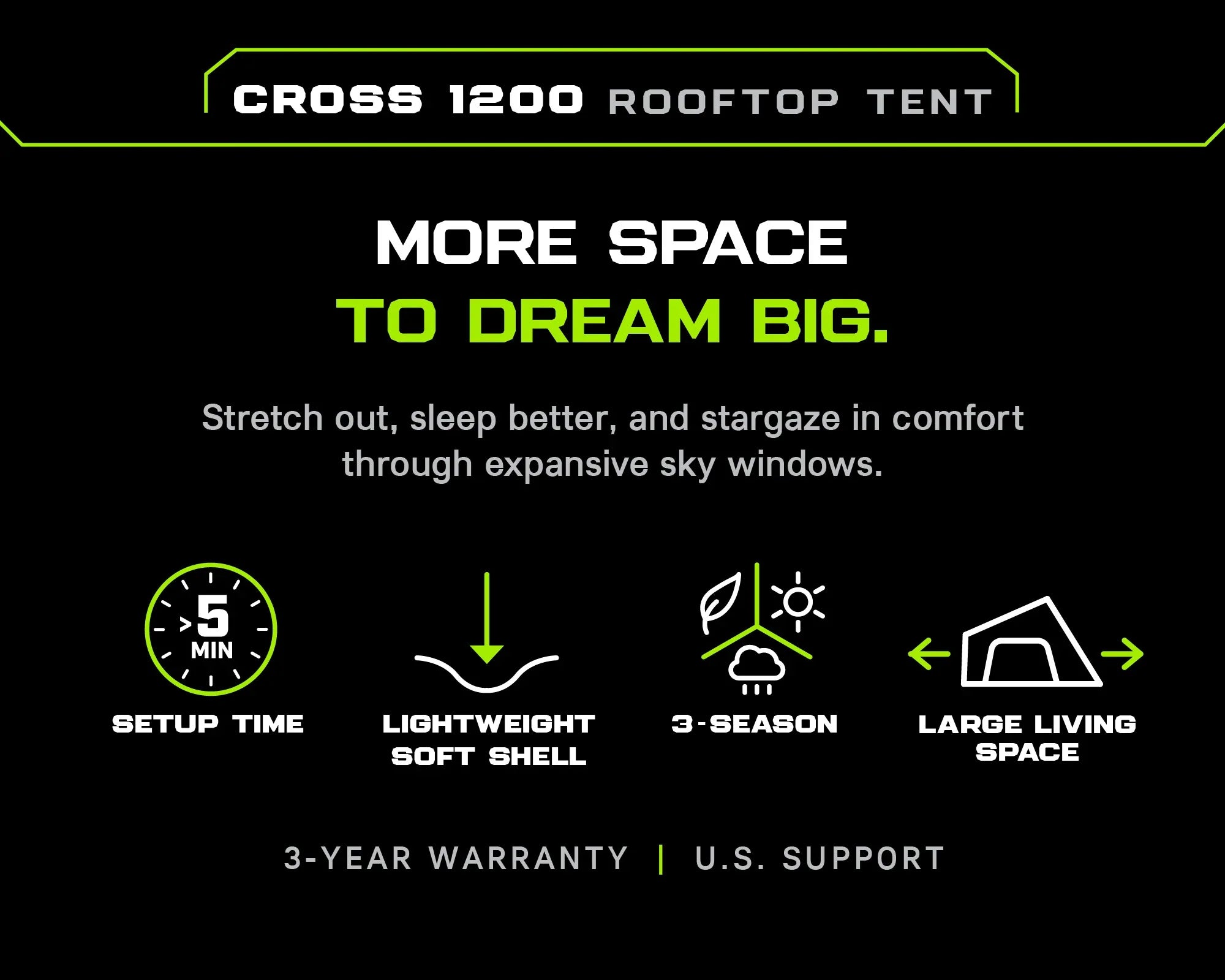 Ironman 4x4 Cross 1200 MK2 Vehicle Rooftop Tent